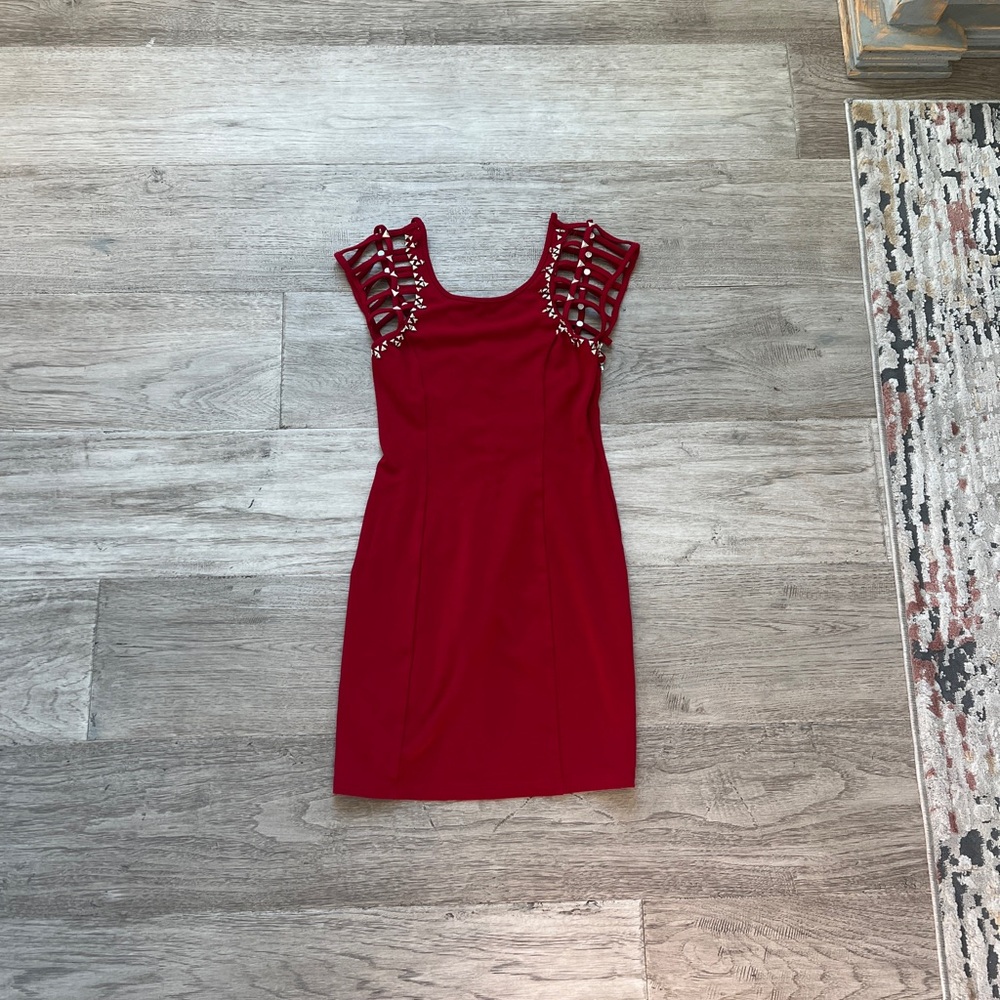Ladakh Red Mini Dress with Cutout Details